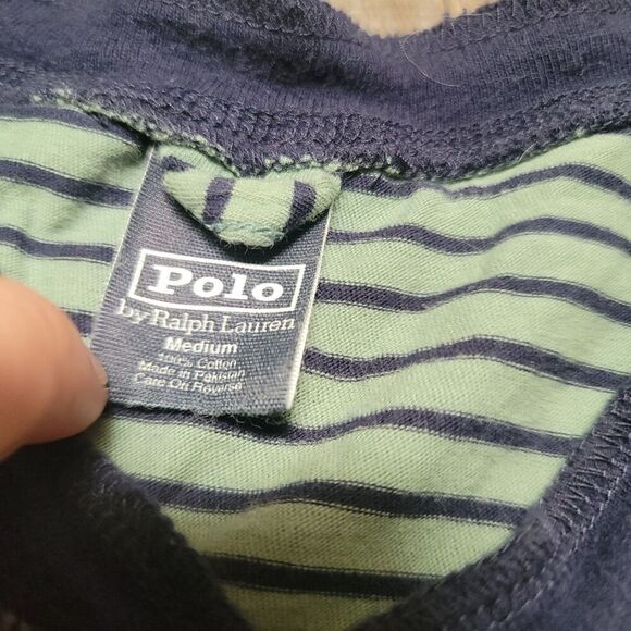 Vintage Polo By Ralph Lauren Casual Shirt - Men's Size M- Green Striped - Picture 5 of 7